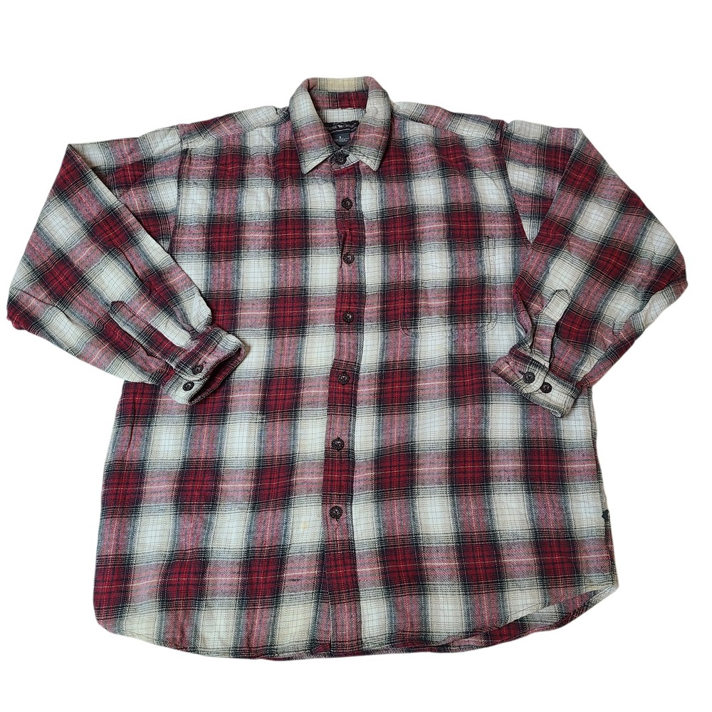 Moose Creek Mens Flannel Shirt Size Large Red Long Sleeve Cotton